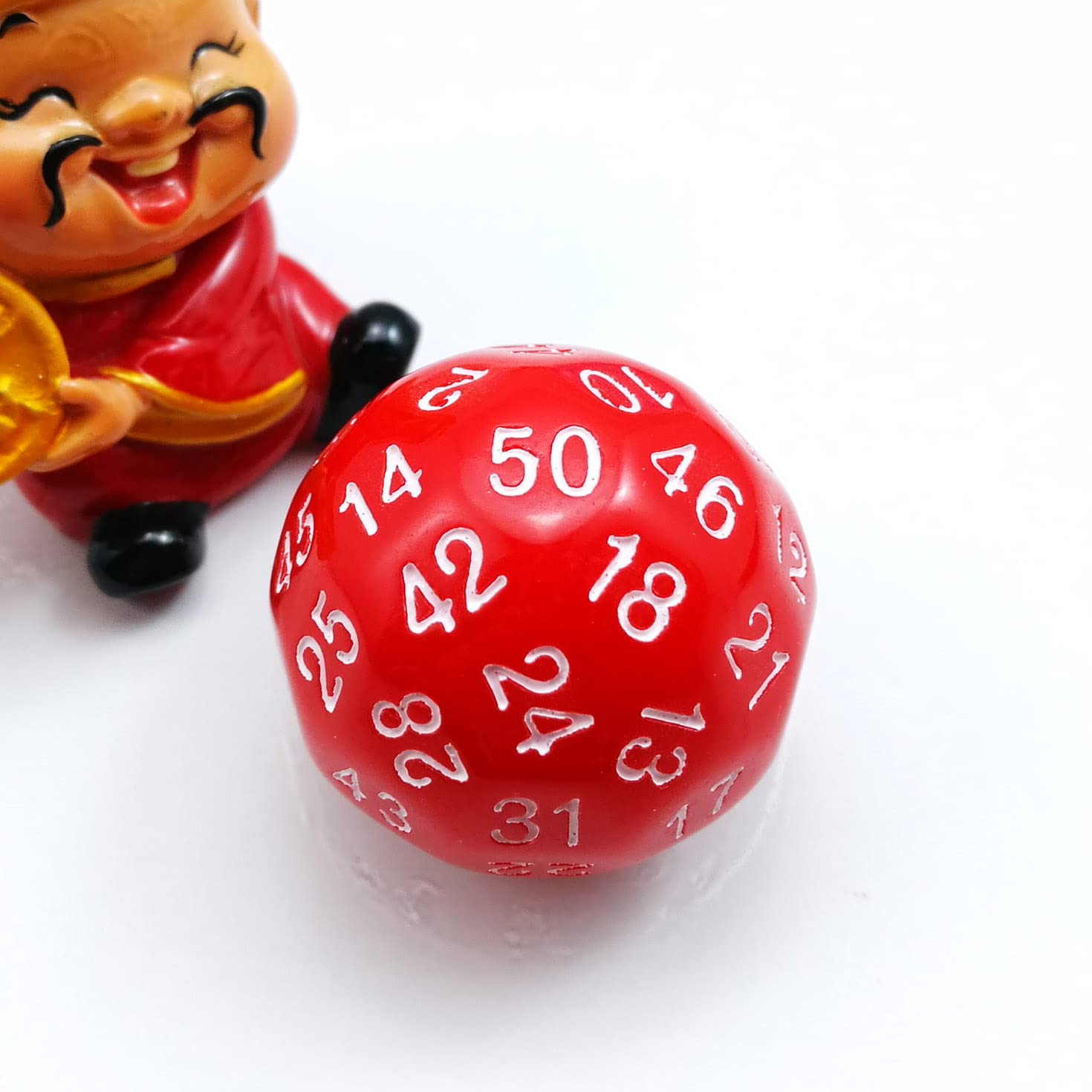 Bescon Fifty-Sided Die, 50 Sided Cube, 50 Sides Dice, 50-Sided D50 30mm Large Gaming Dice - Red Opaque Color with White Numbers