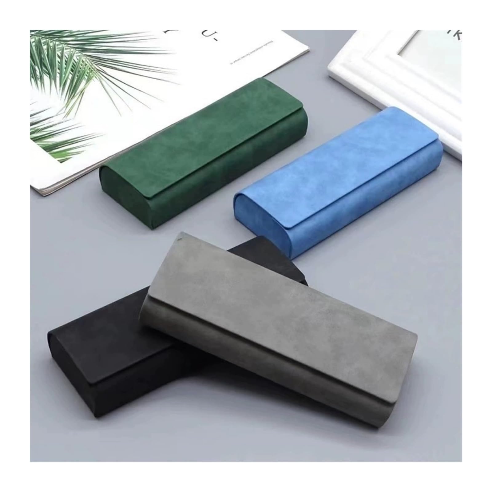 Funda de Gafas Blanda de Cuero Hard-shell Spectacle Case Men Women Glasses PU Leather Portable Anti-extrusion Sunglasses Storage Box Folding Eyewear Pouch