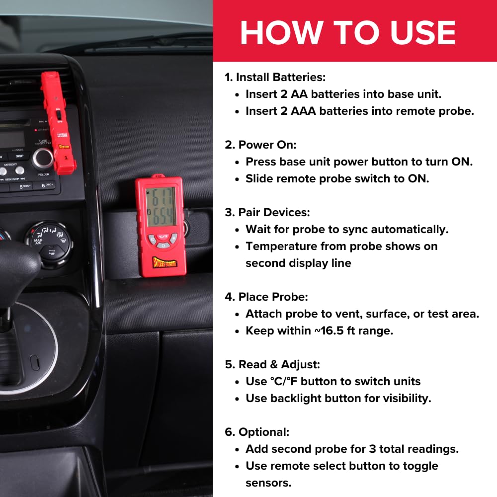 Powerprobe Thermomètre numérique sans Fil TEMPKIT à Double Zone