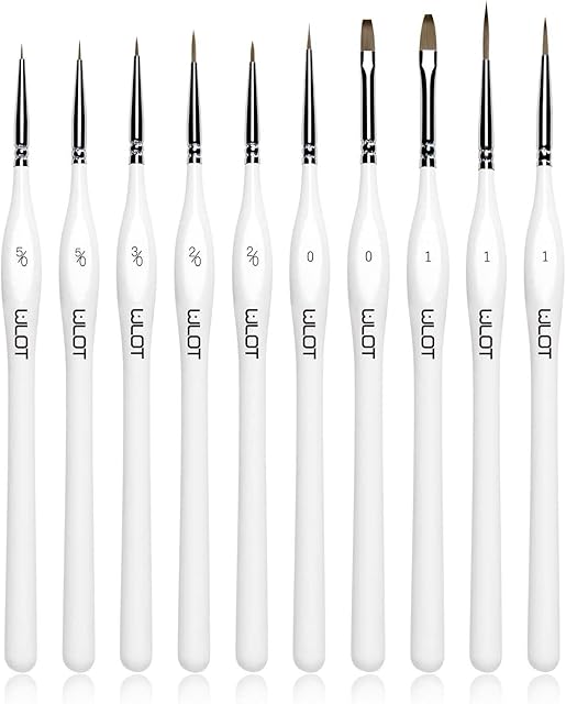 WLOT Fine Detail Brushes with Triangular Handles,10 Miniature Brush for Fine Detailing & Art Painting,Acrylic&Nail. Models,Watercolour, Miniatures,Oil, Wargaming Figures.