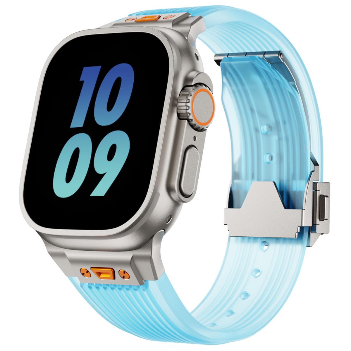 Silicona Correa,Compatible con Apple Watch Ultra 2 49mm 45mm 44mm 42mm Correas de Silicona Transparente para iWatch Ultra Series 9 8 7 6 5 4 3 2 1 SE(se2)