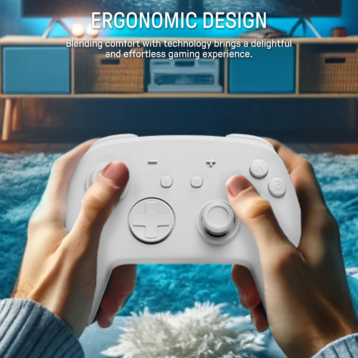 Générique Manette Switch 2, Manette Switch Pro Sans Fil Compatible avec Switch 2/OLED/Lite, Switch 2 Pro Controller avec 7 Couleurs LED/Paddle/Turbo – Blanc