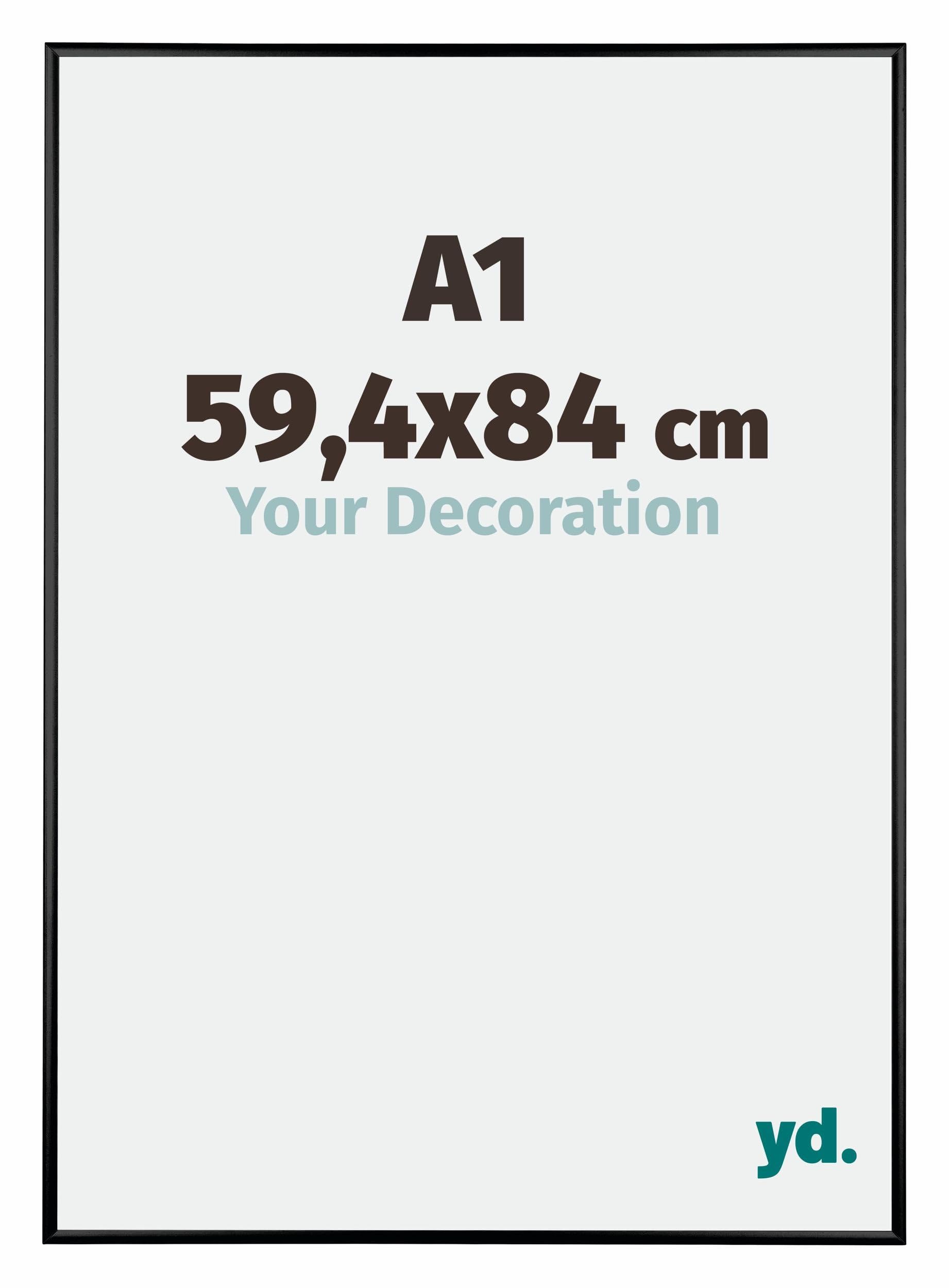 Your Decoration - Picture Frame A1 59,4x84 cm - Black High Gloss - Decorative Wall Frame in Aluminium with Antireflection - Frame A1 59,4x84 - Kent