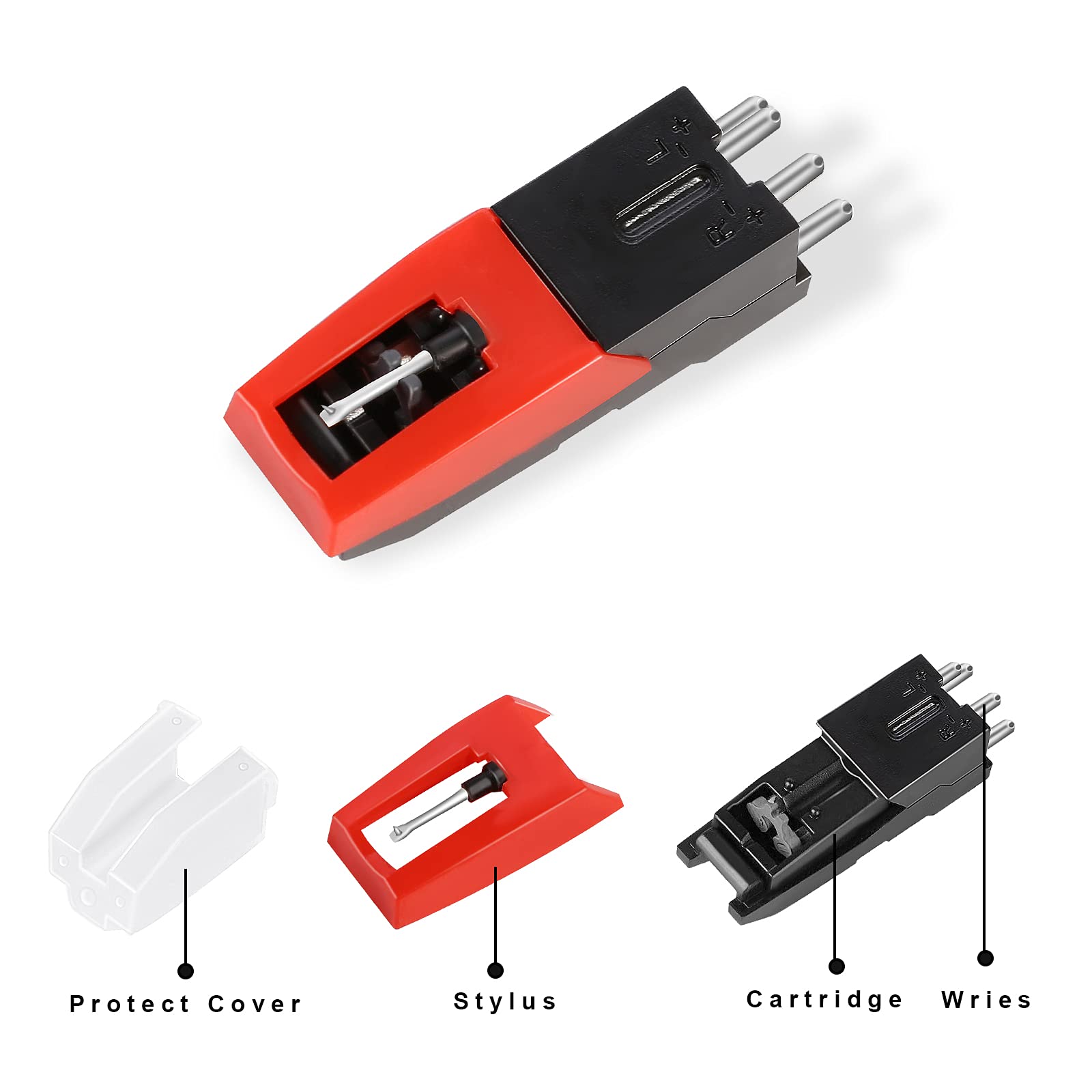 3pcs Record Player Cartridge and Needle,Universal Turntable  