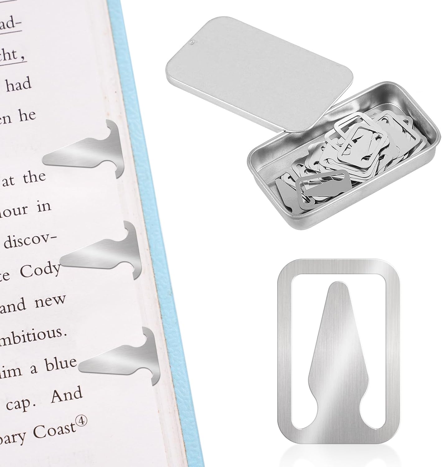Book Line Markers 50 PCS Bookmarks,Sainless Steel Bookmark,Cute Book Darts,Metal Book Markers Clips for Reading Page Markers