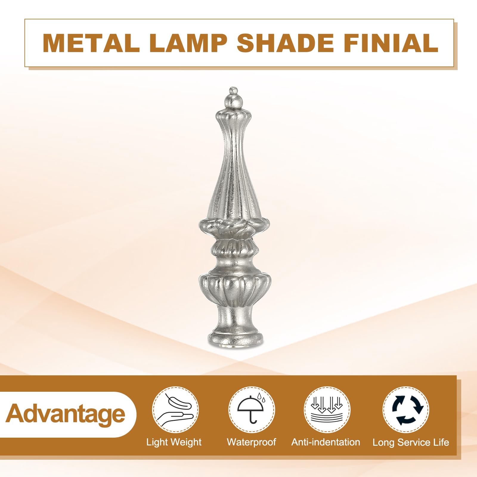 PATIKIL 2pcs 1/4-27 Lamp Finial Cap Knob, Brushed Lamp Shade Top Harp Top, Silver Tone - Image 3