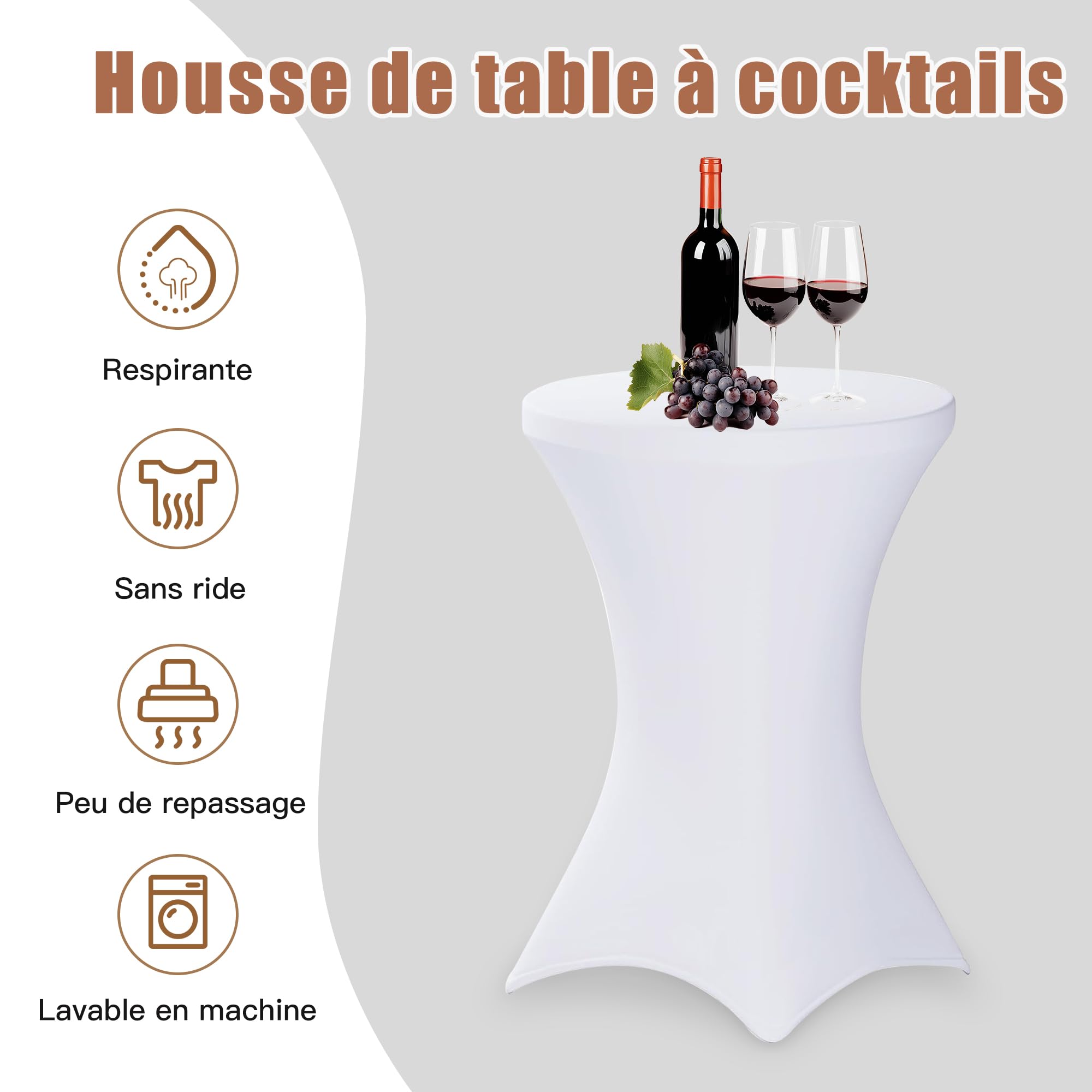 SUKAIKEQA Tovaglie elastiche stretch • Vari colori/dimensioni • Design moderno e minimalista • Facili da installare • Perfette per bar, tavoli rotondi, matrimoni, feste • Atmosfera elegante