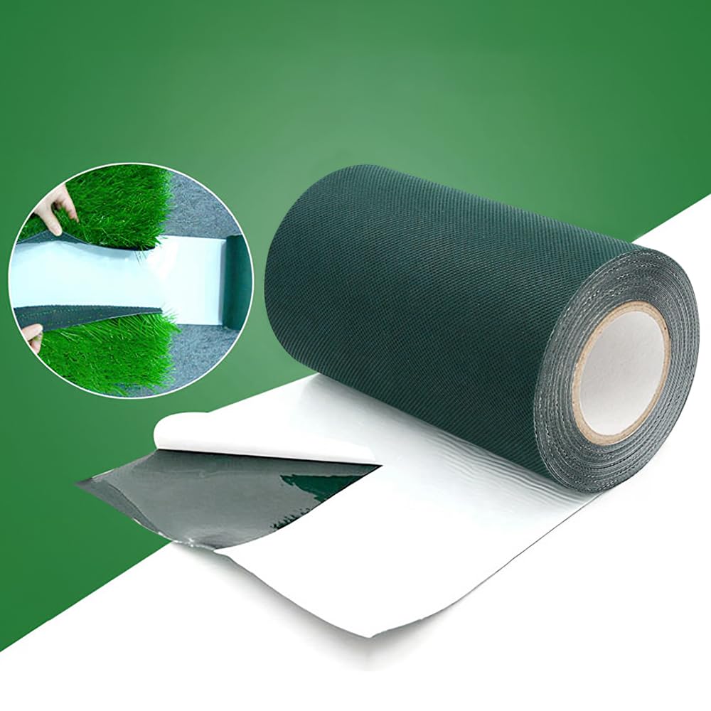 15cmx5m Kunstrasen Kleber Klebeband Künstliches Grasband Kunstrasenband Selbstklebend Rasenteppich Klebeband zur Befestigung von Kunstrasen Nahtband Nahtklebeband für Garten Rasen Teppich Grün