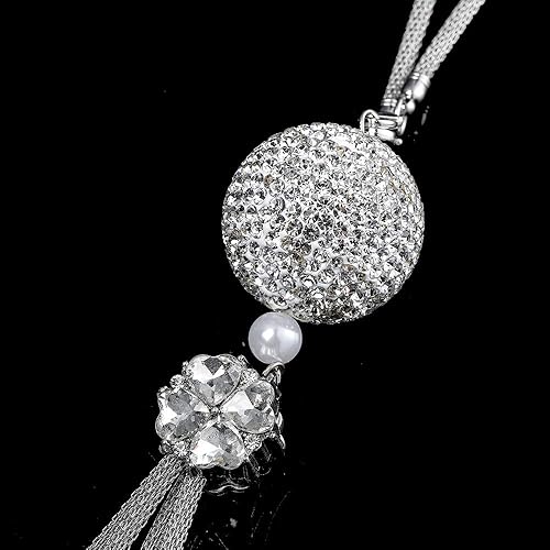 Miniatura 40 de Adornos para espejo retrovisor, accesorios brillantes para colgar en el espejo del automóvil, decoración de automóvil para mujer, accesorios Azul