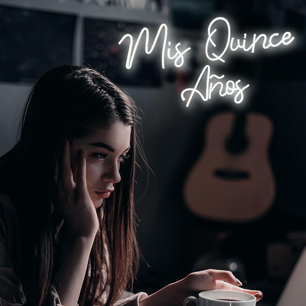 Mis Quince Años Neon Sign Lights signs for Wall Decor,White Quinceanera Neon Light Birthday Gift Led Signs Quince Light Up Sign 21 * 11.4inch