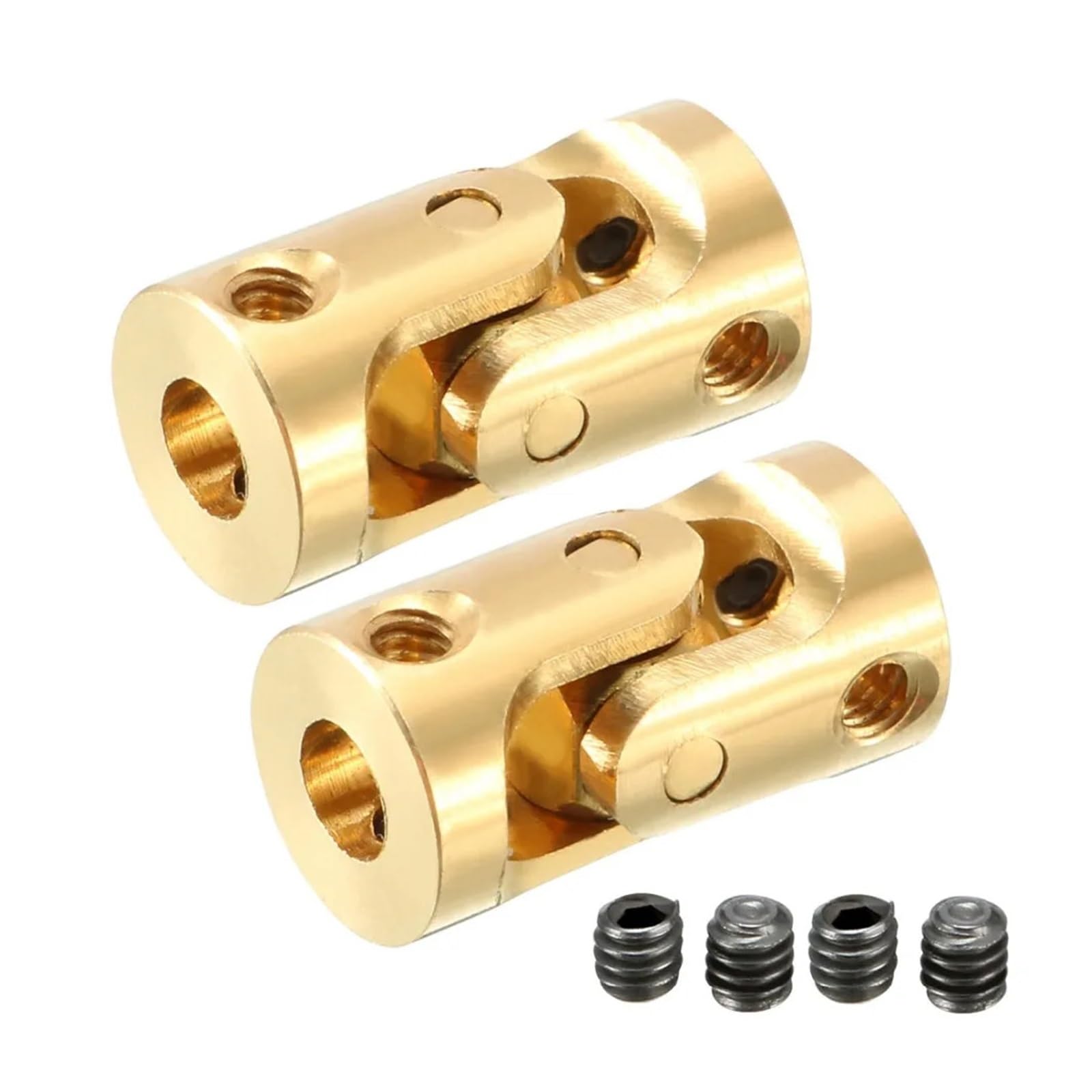 Acoplamiento de eje articulado, Paquete de 2 acopladores juntas plateados y dorados 3/5/6mm diámetro 23x11/13x7mm for coches juguete DIY(Gold,5mm to 5mm)