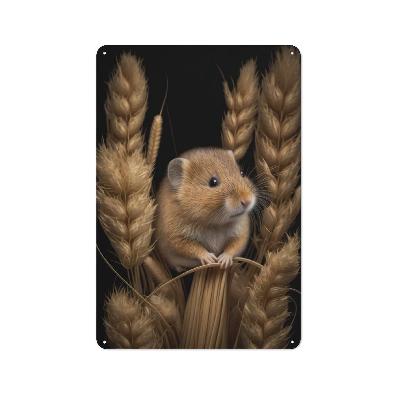Metal Plaque 30x20cm with Mouse Portrait on Dark for Pub Or Café, Retro Decor, for Pub Decor Enthusiasts Refreshing A Room in Autumn