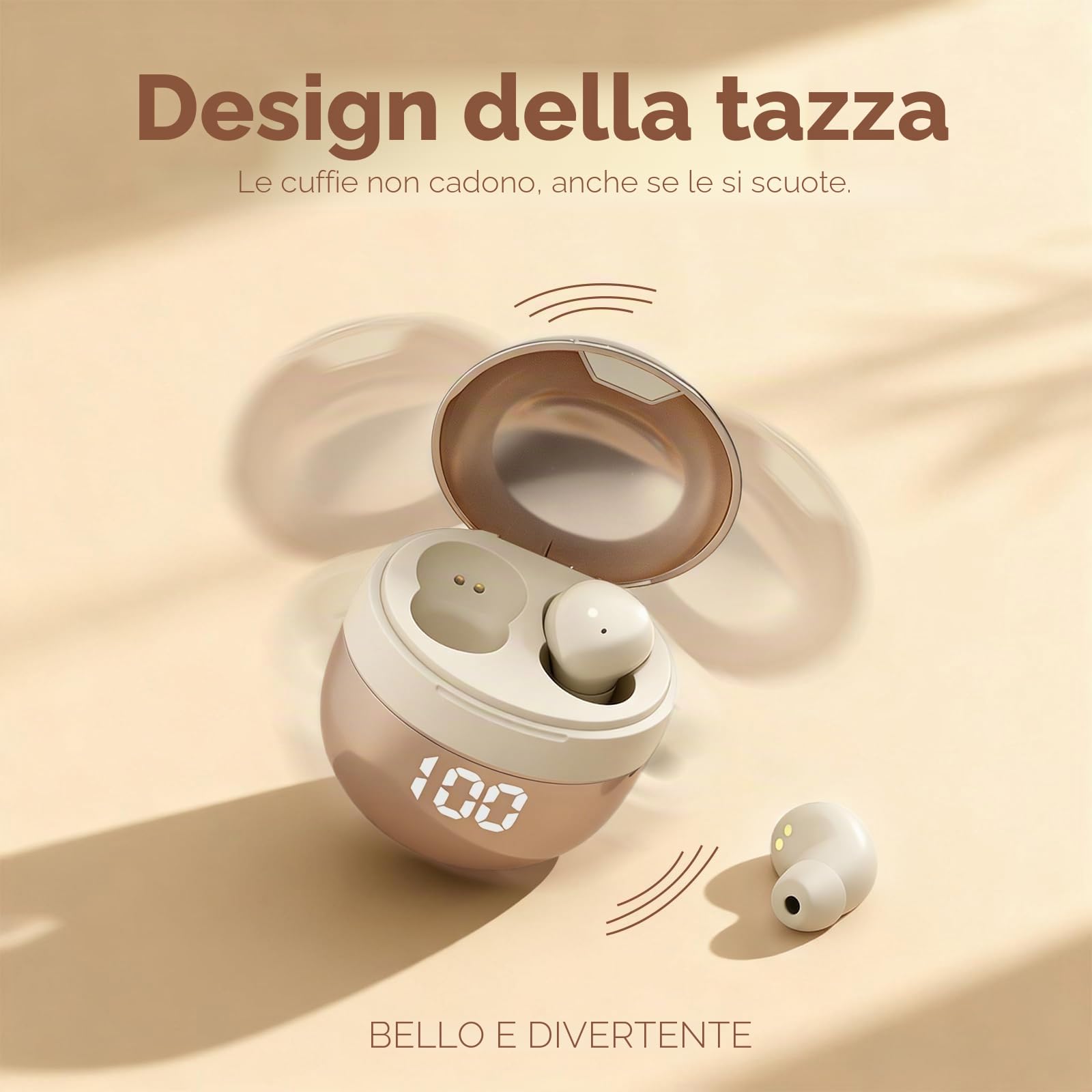 Mini cuffie invisibili Bluetooth senza fili in Ear più piccoli auricolari senza fili senza fili senza fili, auricolari senza fili, auricolari per orecchie piccole, auricolari nascosti (beige)