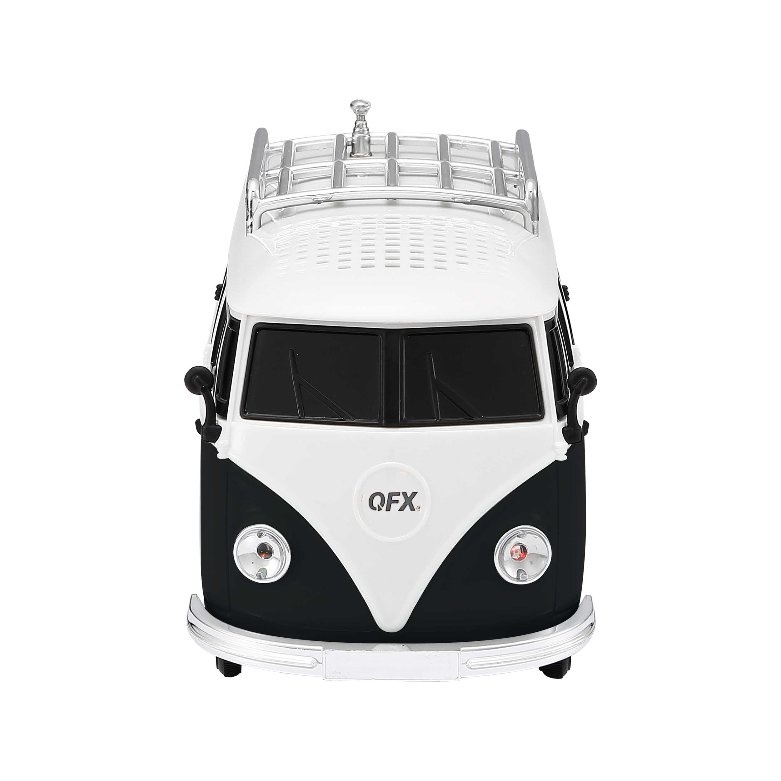 QFX Bluetooth 1961 Retro Mini Bus Speaker 2-Inch Speaker Hands-Free Link Built-in Microphone FM Radio and LED Party