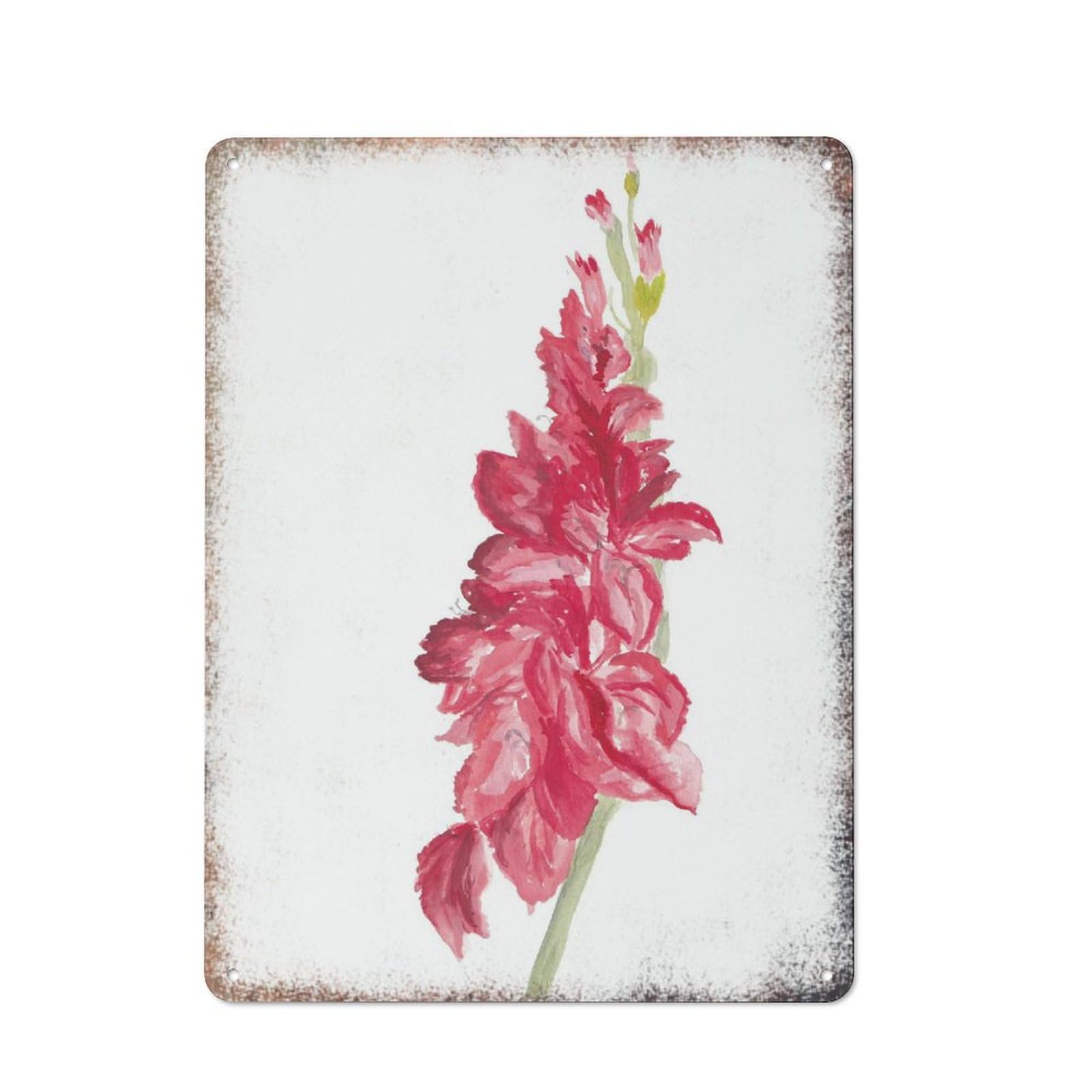 Gladiolus Watercolor Art Plaque, Fresh Flower Style Household Wall Decor, Yard Cafe Garage,8x12 Inch