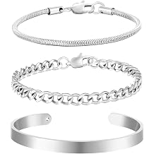 Men's Silver Bracelet 3 Pieces Stainless Steel Bangle Men's Bracelet Jewelery Set Men Bracelet Men's Jewelery Gifts