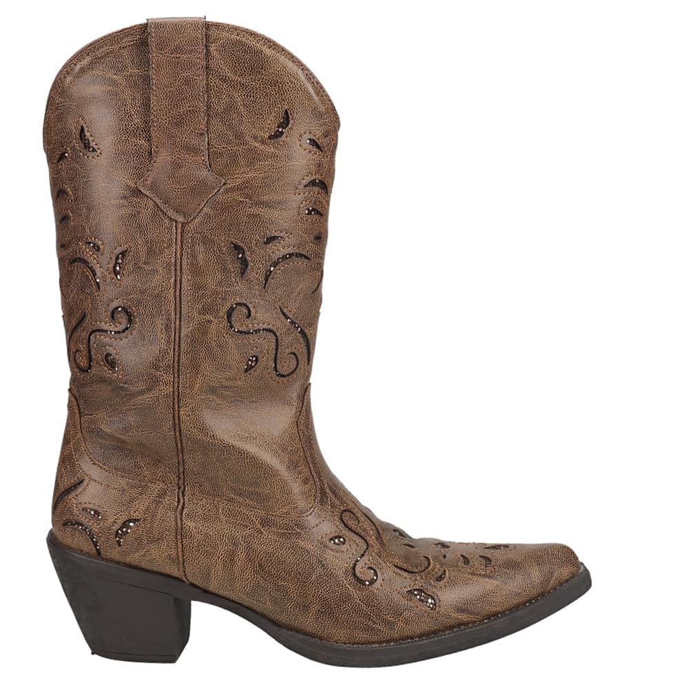 ROPER Womens Chloe Snip Toe Casual Boots Mid Calf Mid Heel 2-3" - Brown