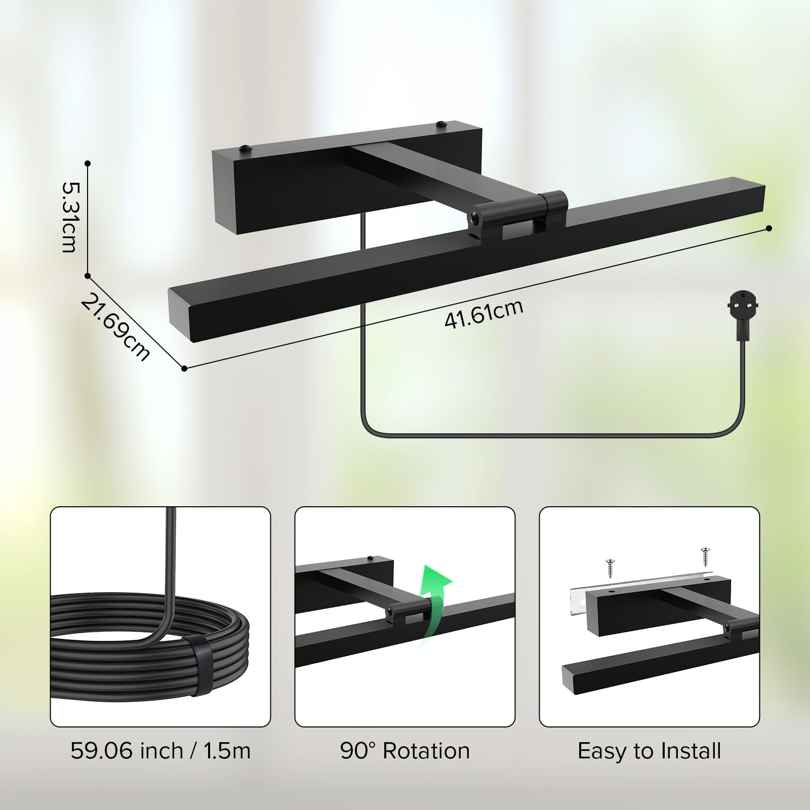 SANSI Luces de cultivo para plantas de interior, luz de pared de espectro completo de 35 W con control remoto, lámpara de alta PPFD con 4 niveles de intensidad regulable y temporizador de 4/8/12 horas