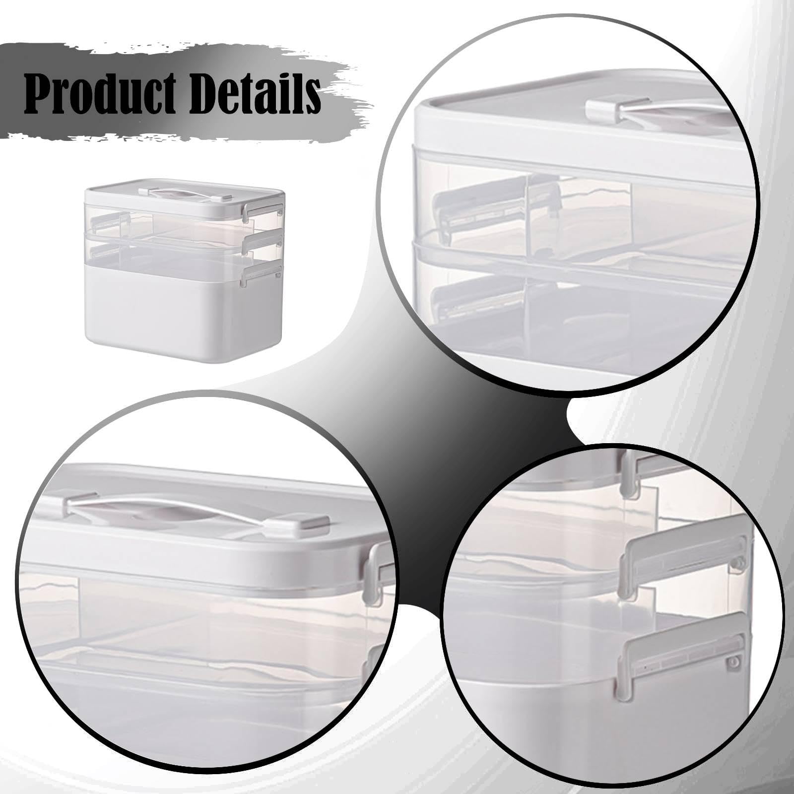 Qianly Contenitore Organizer Medico, Scatola di per casa e Soggiorno, 24x16.3x19.7 Cm 3