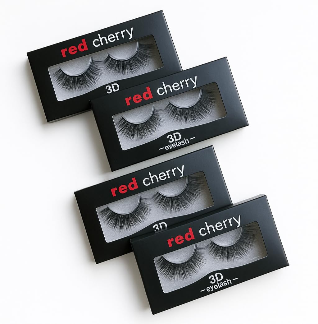Red Cherry 3D Eyelashes Pack of 4 Pairs | Natural Look, Lightweight & Reusable False Eyelashes for Women & Girls | Soft, Comfortable & Quality Palak Extensions for All Eye Shapes-image-25