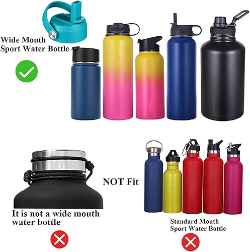Miniatura 4 de CHEETAH Tapa con popote de repuesto para Hydroflask de boca ancha 12, 16, 18, 20, 32, 40, 64 onzas, con popotes, cepillo, compatible con otras