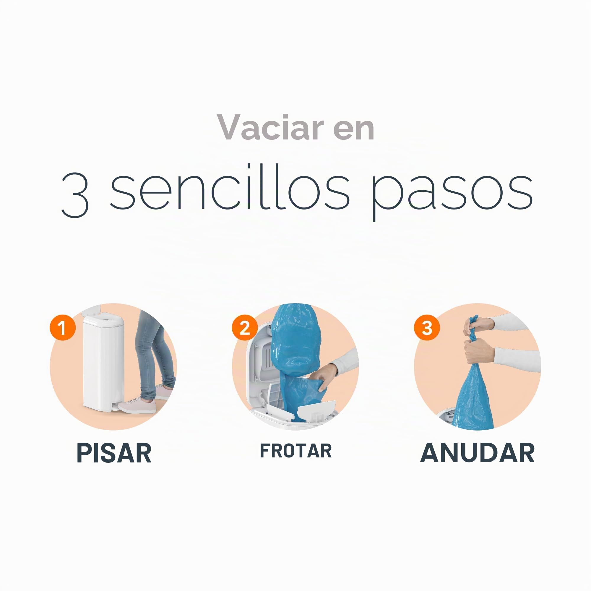 Diaper Genie - Cubo de basura con pañales (1 recarga Easy Roll, 18 bolsas) EU, Blanco Lys