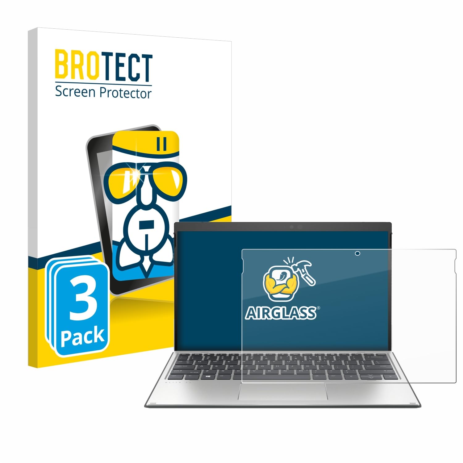 BROTECT 3 Stück Schutzglas für HP Elite x2 G4 Schutzfolie Panzer Folie Glas[Extrem Kratzfest 9H, Anti-Fingerprint, Ultra-Transparent]