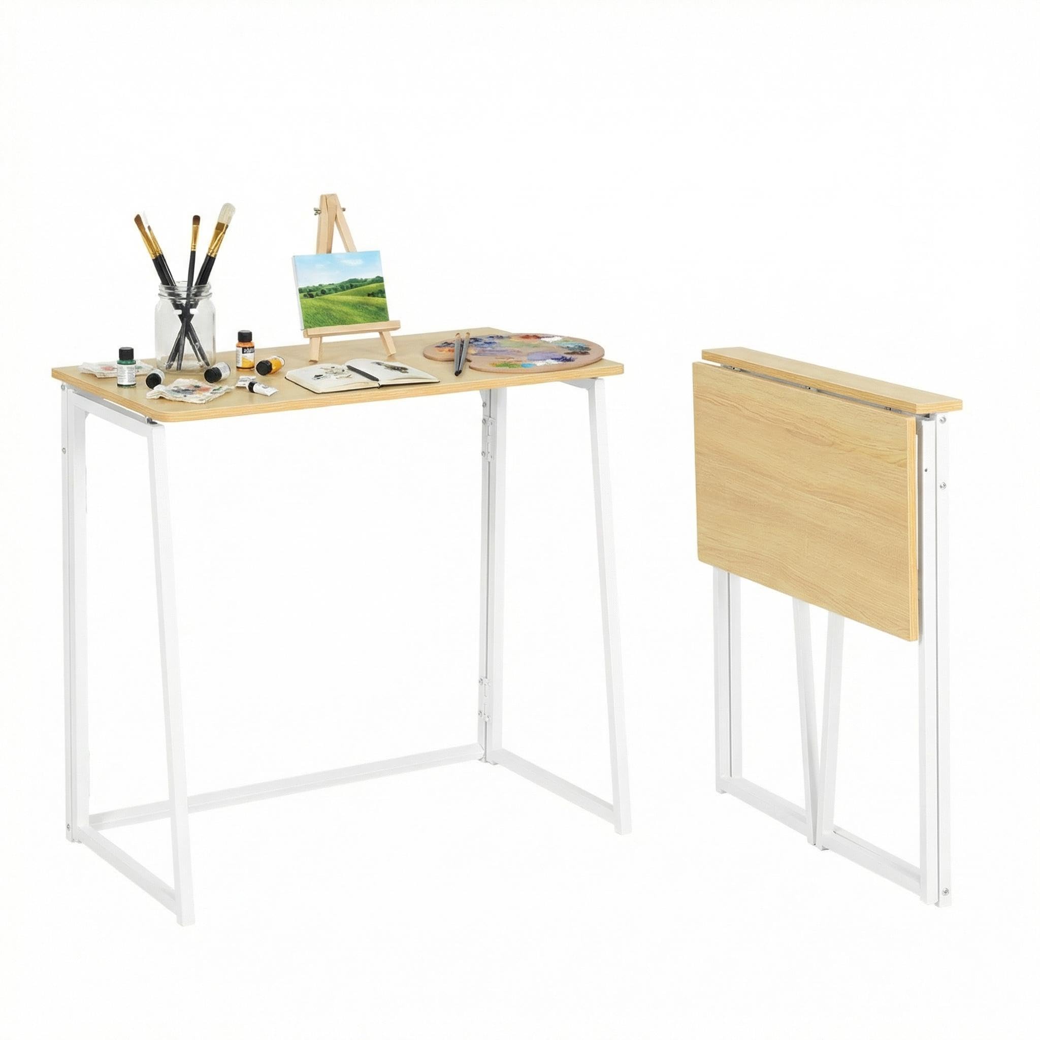 Table de bureau compacte en chêne blanc pour dessiner dans le salon - 8