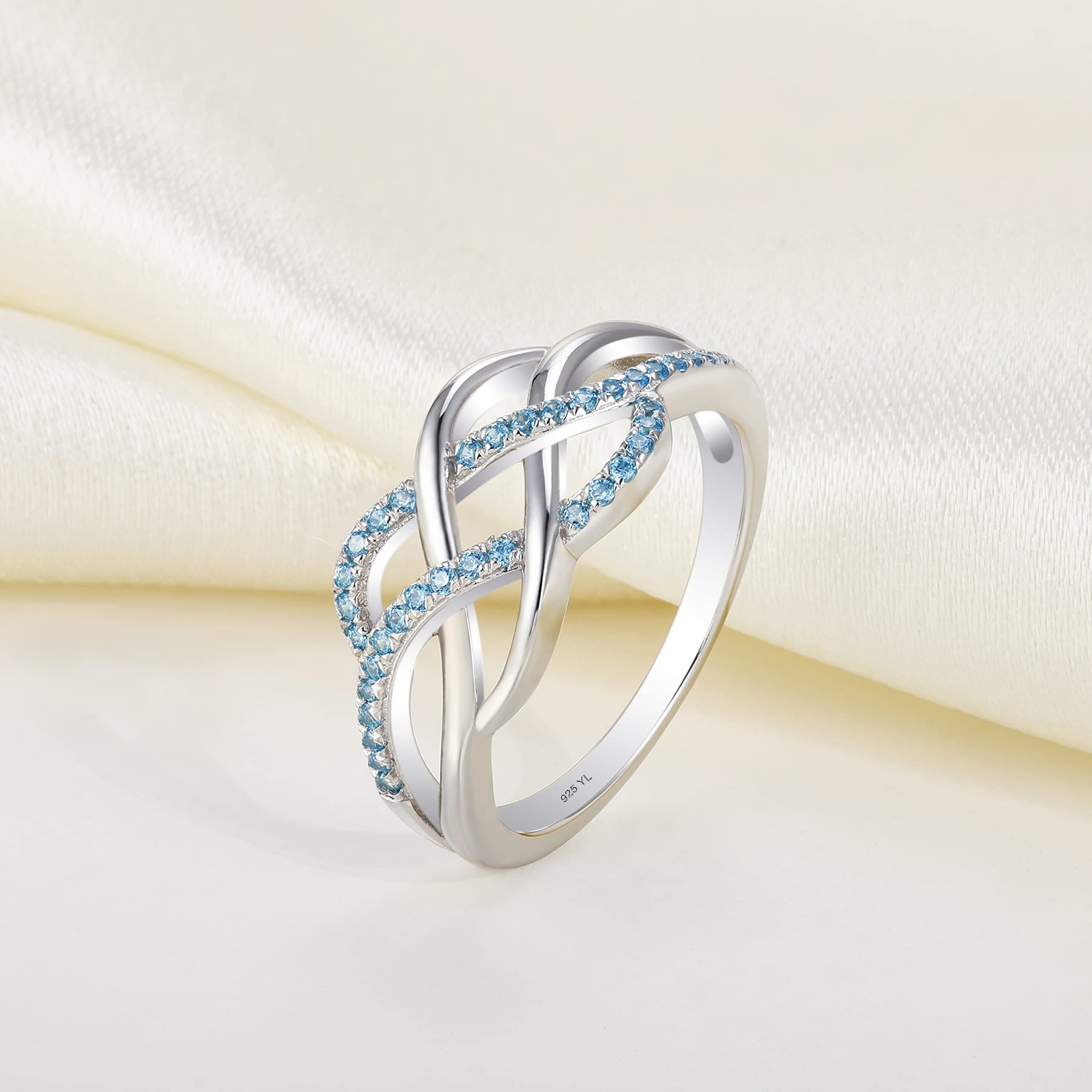 YL Keltischer Ring 925 Sterling Silber 5A Zirkonia Jubiläum Ewigkeit Unendlichkeit Keltischer Knotenring für Damen