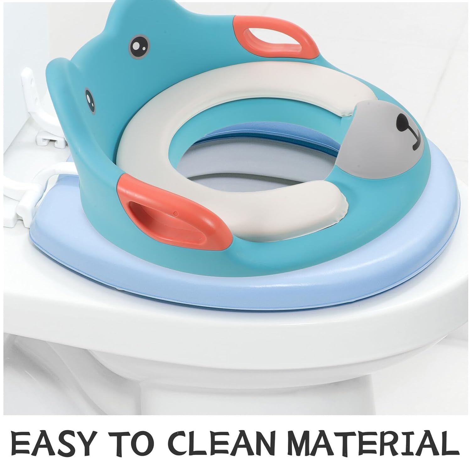 TOYANDONA Portable Potty Training Seat, Soft Cushion Toilet Seat with Enlarged Comfortable Ring, Lightweight Toilet Chair for Home and Travel (Green Pink)