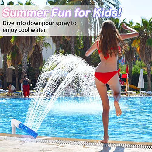 Klleyna Waterfall Fountain LED Blue Light Inground Above Pool, Cooler Sprinkler Pond Aerator Nozzle Supplies, Pump Return jet Accessories, Kids Summer Toy Gift,Decorations Outdoor Garden Patio Feature