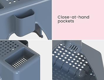 Extra Tall Shower Foot Rest with 3 Pockets 10 x 7.8 x 13 in - Grey