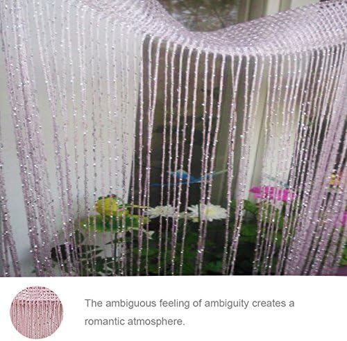 Peahop Glitter Fringe String Curtain Shiny Tassel Flash Silver Line String Curtain Window Panel Room Divider pink