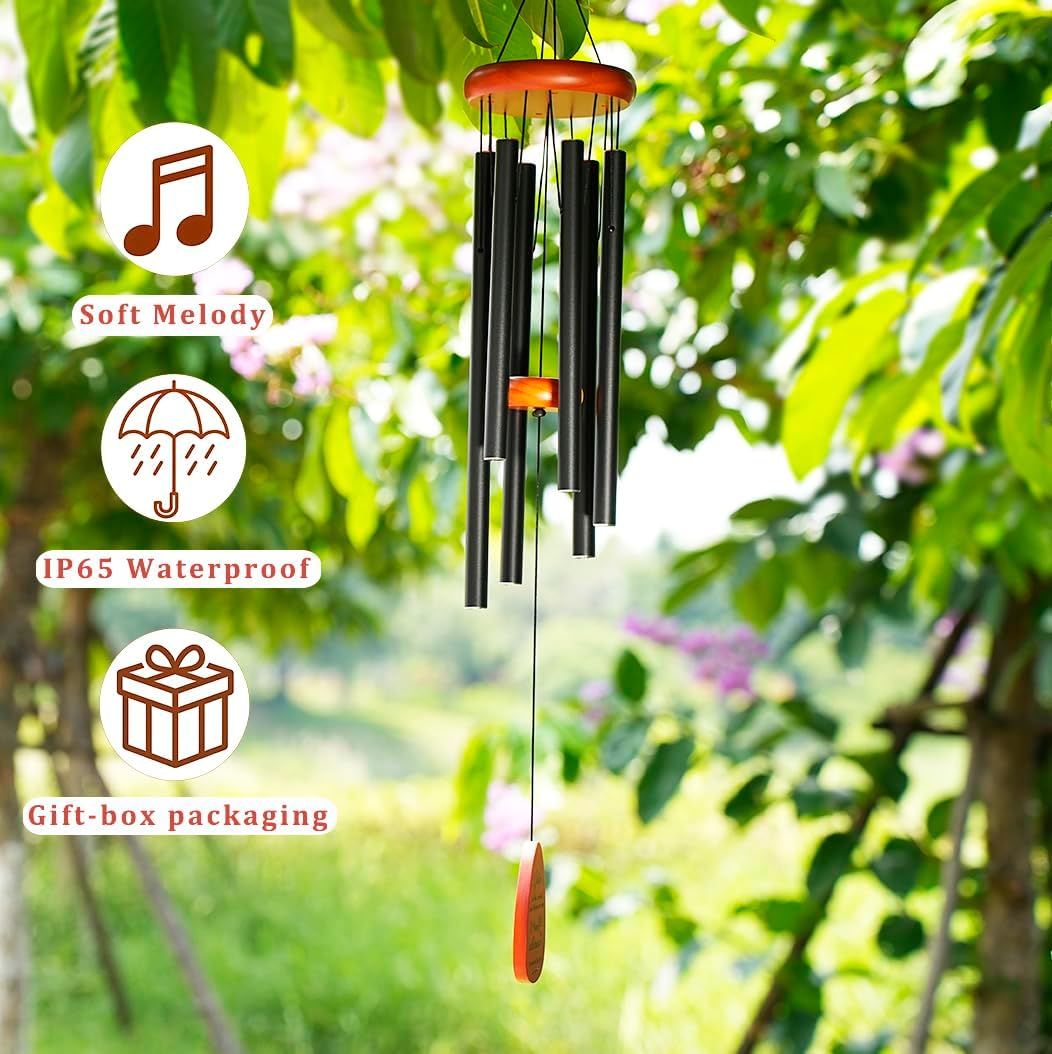 Bestie Gifts for Women, 32" Wind Chimes Bestie Birthday Gifts for Women, Best Gift for Bestie, Best Friend Birthday Gifts, Black