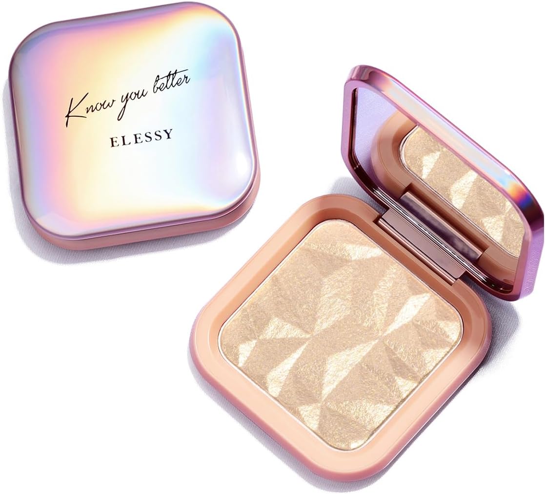 ELESSY Highlighter Makeup Palette Face Highlighter Palette Long Lasting Face illuminator Makeup Palette Shimmer Highlighter Powder Suit All Skin Tones-TWILIGHT GLOW