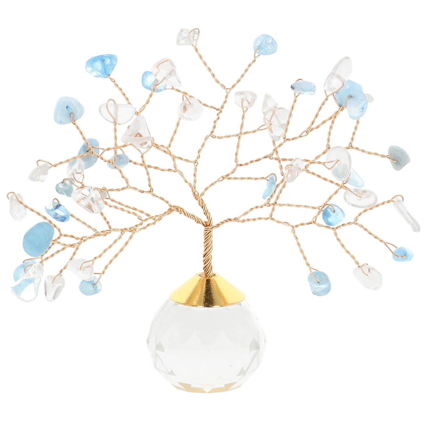 Shudehill Giftware Multicolor Aquamarine Crystal Gem Tree – Tree Of Serenity & Courage – Handcrafted Blue Stone Decor For Calm Spaces (Crystal Gem Tree Aquamarine)
