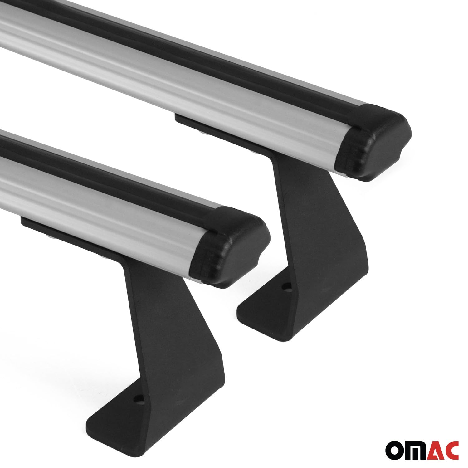 OMAC Heavy Duty Barras de Techo Transversales Compatibles con Ford Transit Courier I 2014-2023 – 2 Stangen – Aluminio Plata