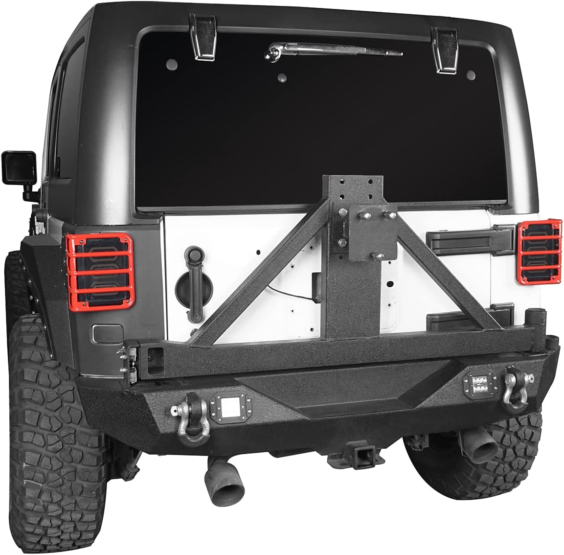 Hooke Road JK Tail Light Cover Rear Taillight Guards in Red for 2007-2018 Jeep Wrangler JK - Pair