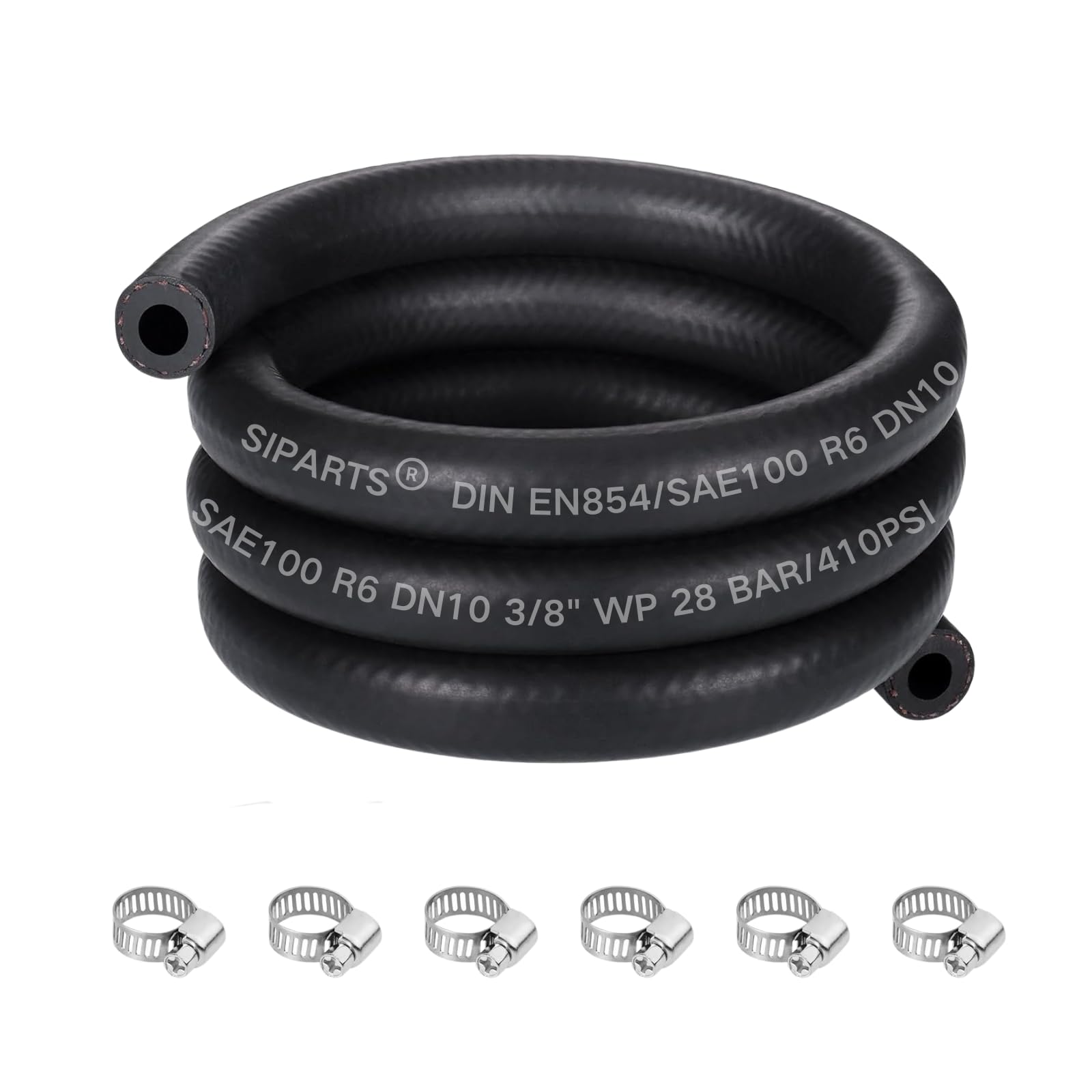 10mm Fuel Line Set, 3.28Ft 2/5 Inch Inner Diameter, 1 Meter Fuel Pipe with 6 Hose Clamps, Suitable for Trucks, Cars, Tractors and Small Engines