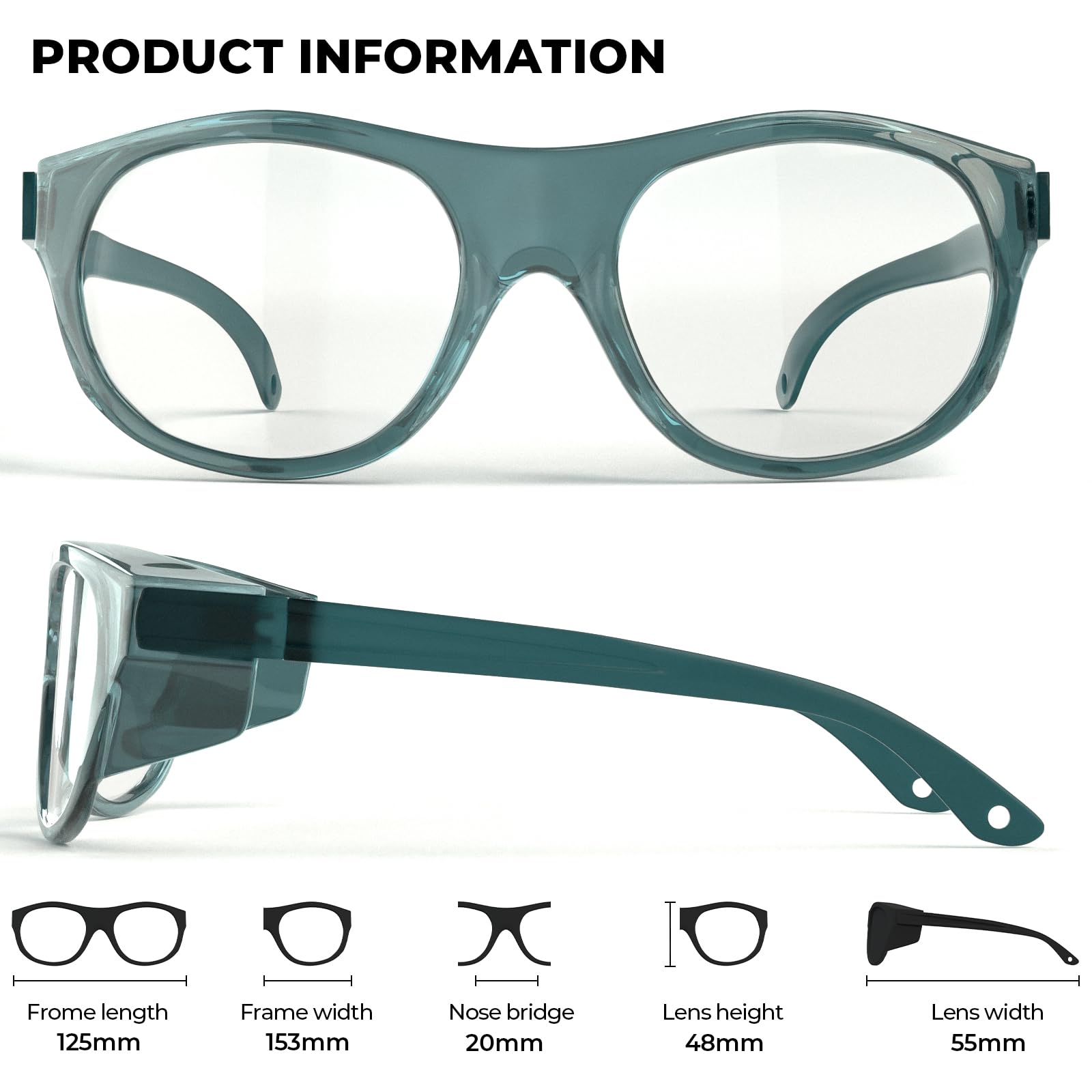 TR90 Lunettes de sécurité légères anti-buée UV400 pour homme et femme