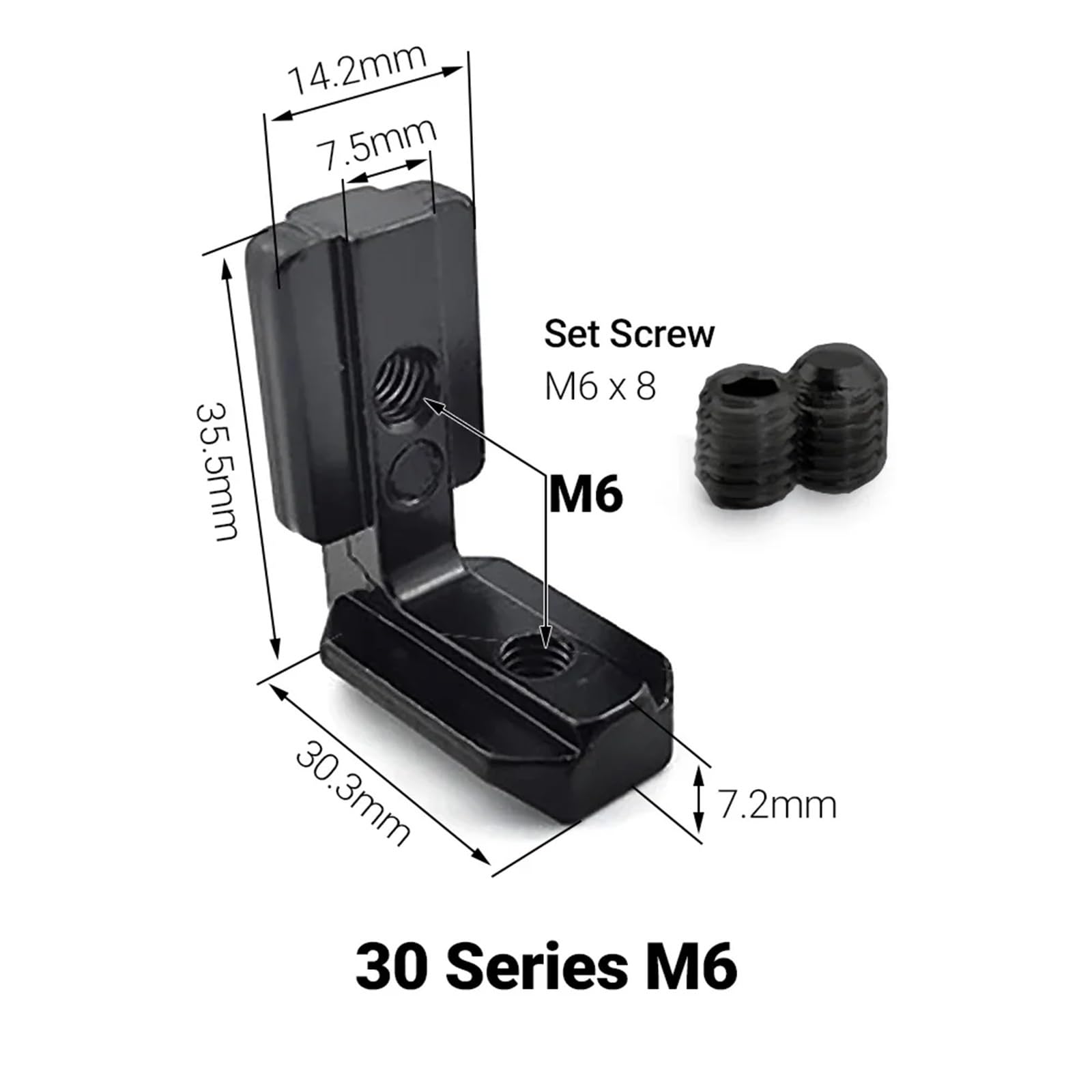 Escuadras Metalicas 10 conectores de esquina ocultos interiores con tornillos for perfil de aluminio(30-M6 Black)