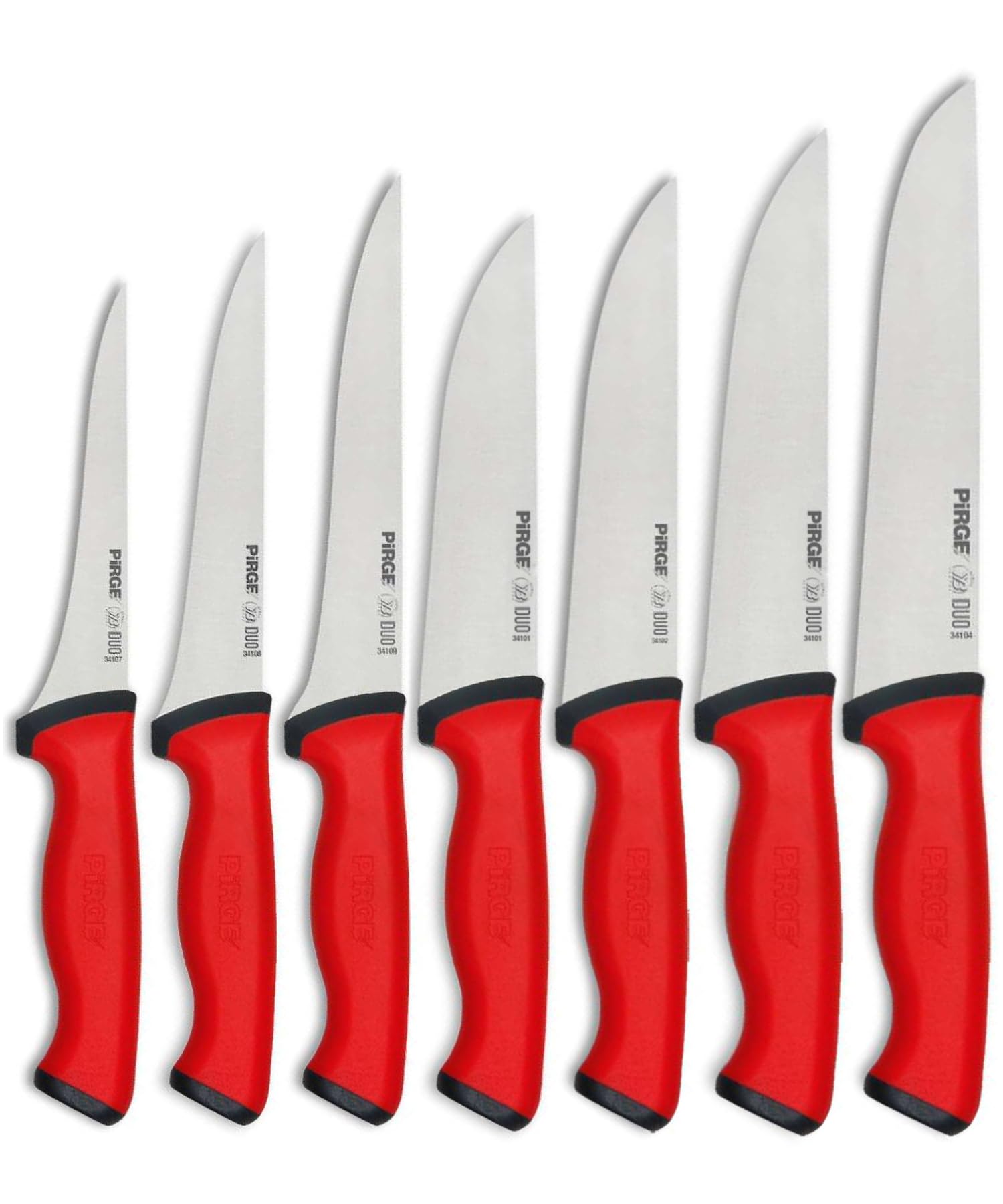 Pirge Duo Coltello da macellaio Mega Set 7 pezzi Coltelli da macellazione Manico antiscivolo - Coltello da carne - Coltello da infilzare - Coltello da disosso con affilatura eccellente -