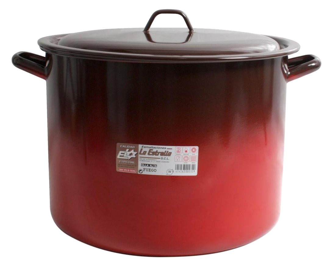 Esmaltaciones La Estrella Fuego - Olla Alta con Tapa, 32 cm, 18 L