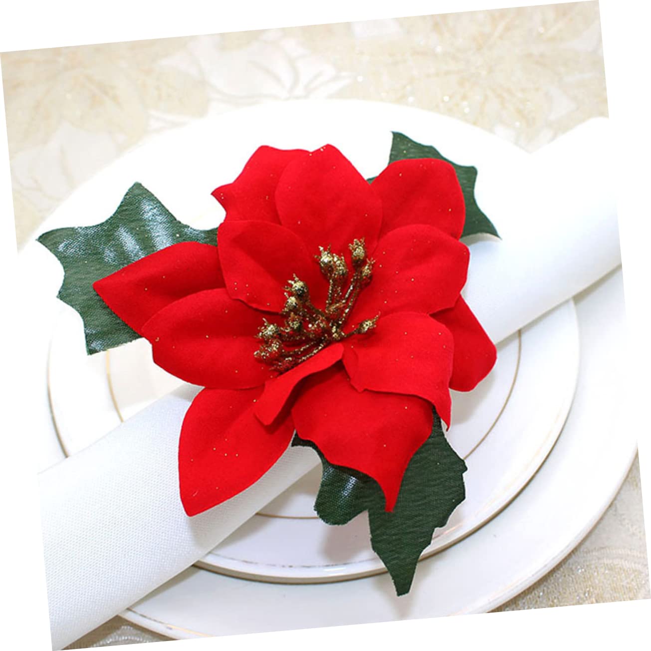 TOPBATHY 16 STK Serviettenringe Dekorationen Für Tischservietten Urlaub Serviettenringe Dekoration Für Tisch Weihnachtsserviettenschnalle Weihnachten Metall Rot