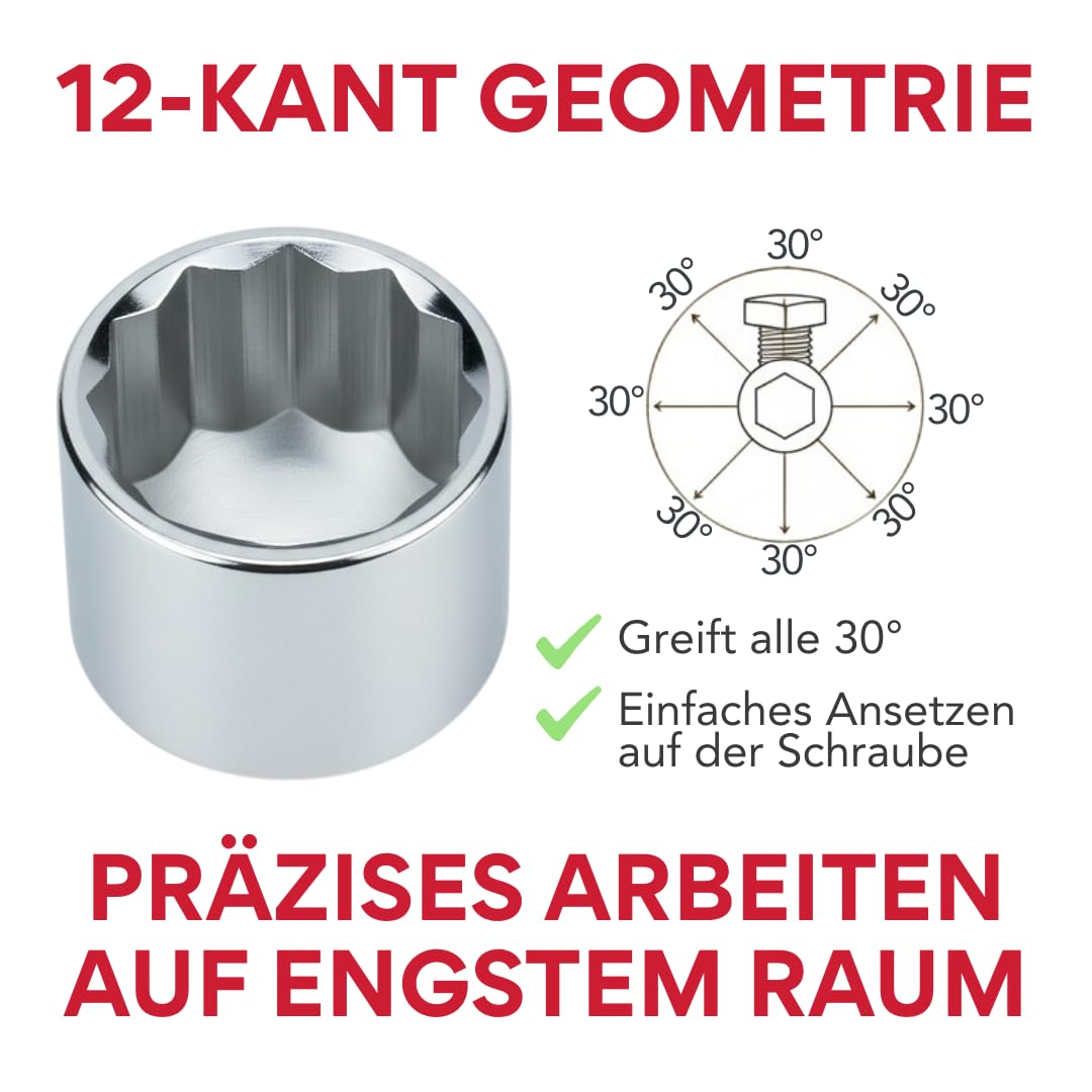 Steckschlüsselsatz 3/4" 21-tlg 19–50 mm 12-kant CrV-Stahl Im Koffer | Profi Ratschenkasten Knarrenkasten Vielzahn Nüsse Stecknuss Set