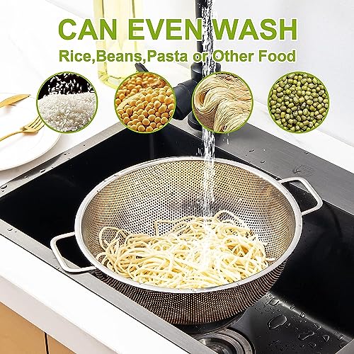 Image of Gulex Stainless Steel Colander Set, Kitchen Strainer, Dishwasher Safe