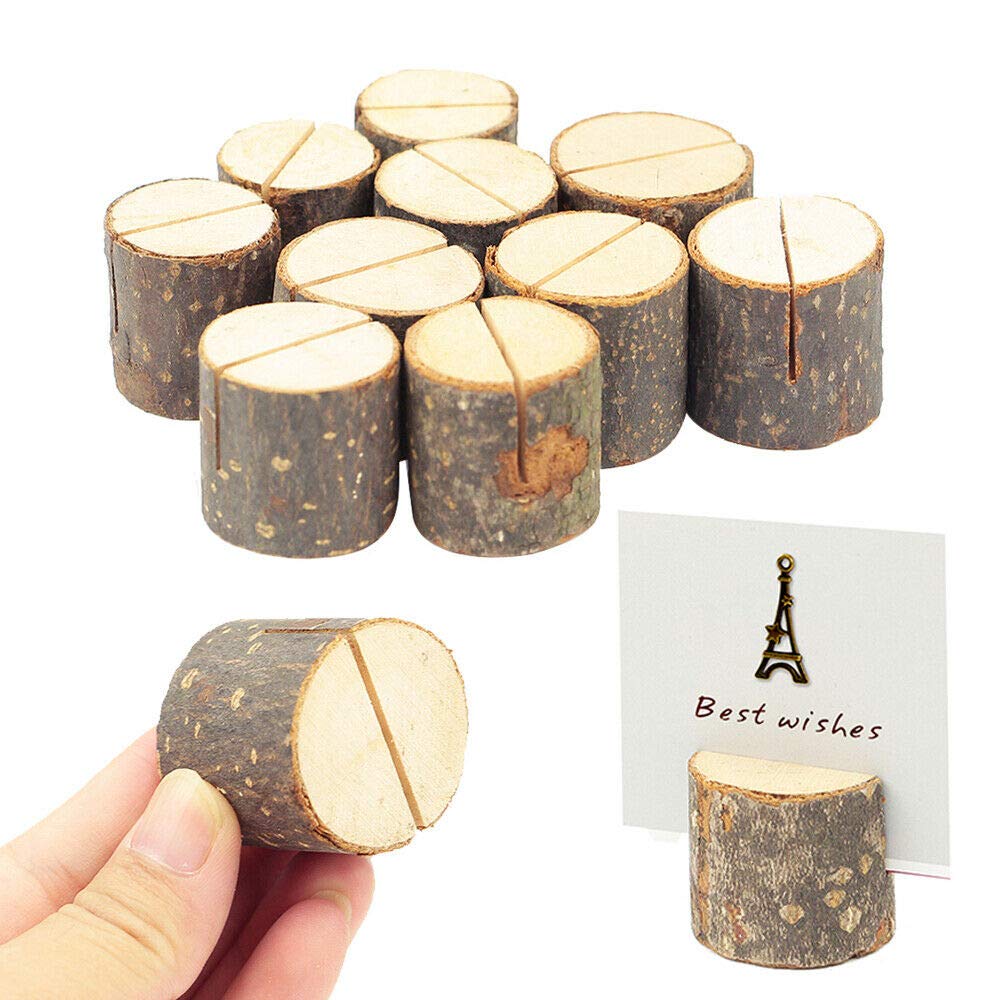 EVERGD Supporti Per Numeri Tavolo Da Matrimonio - 100 Pezzi In Legno Naturale, Portacarte Rustici Per Segnaposto - 3