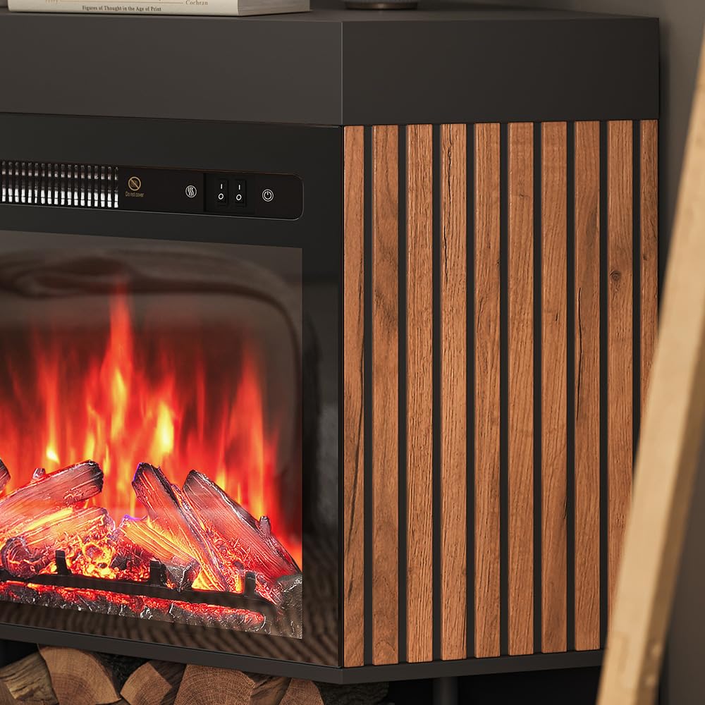 Vicco Chimenea eléctrica Lynea, Negro, 100 cm