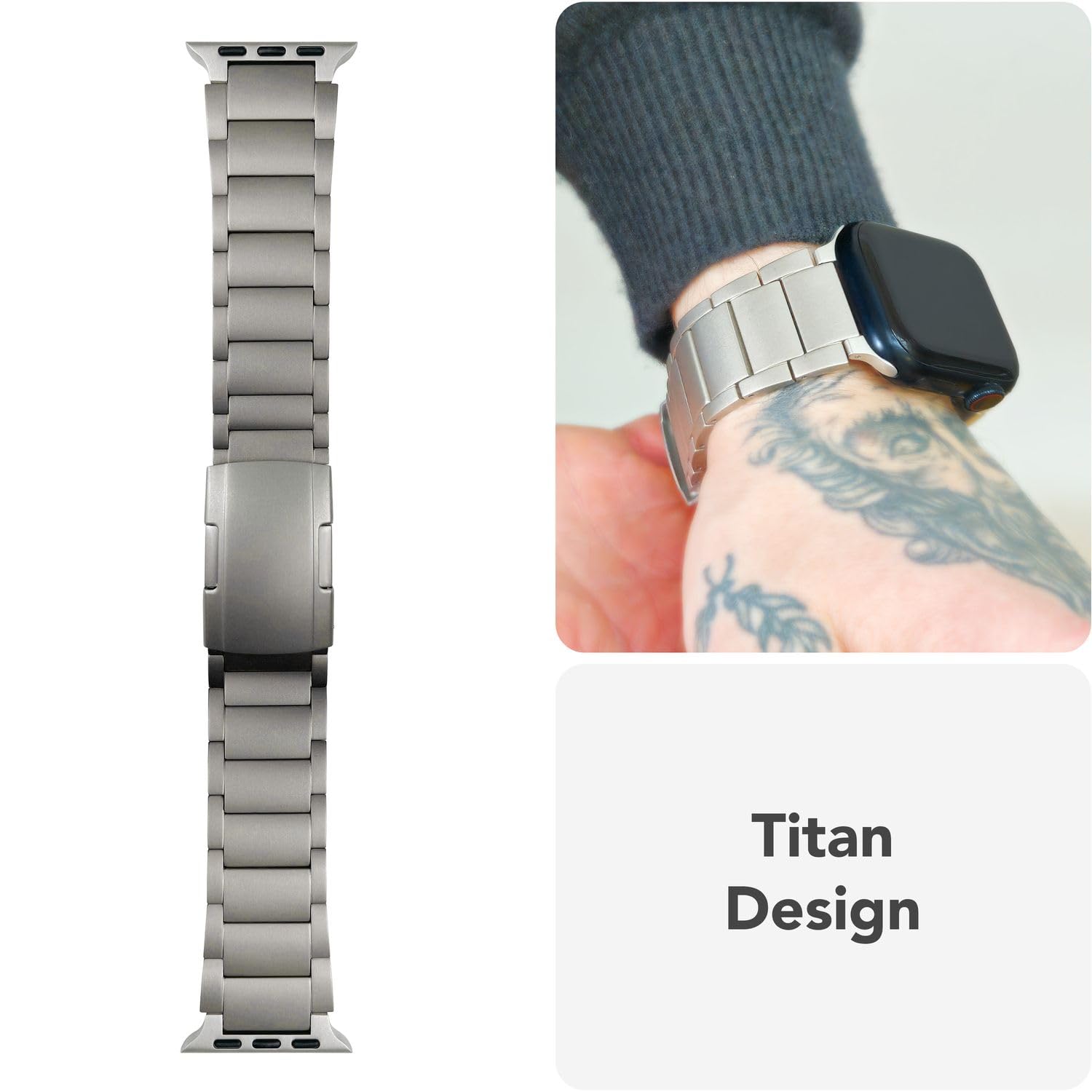 NALIA Argon Titan pasek kompatybilny z Apple Watch Series Ultra/SE/10/9/8/7/6/5/4/3/2/1, lekki, metalowy pasek zamienny z składanym zapięciem, 38/40/41/42 mm i 42/44/45/46/49 mm