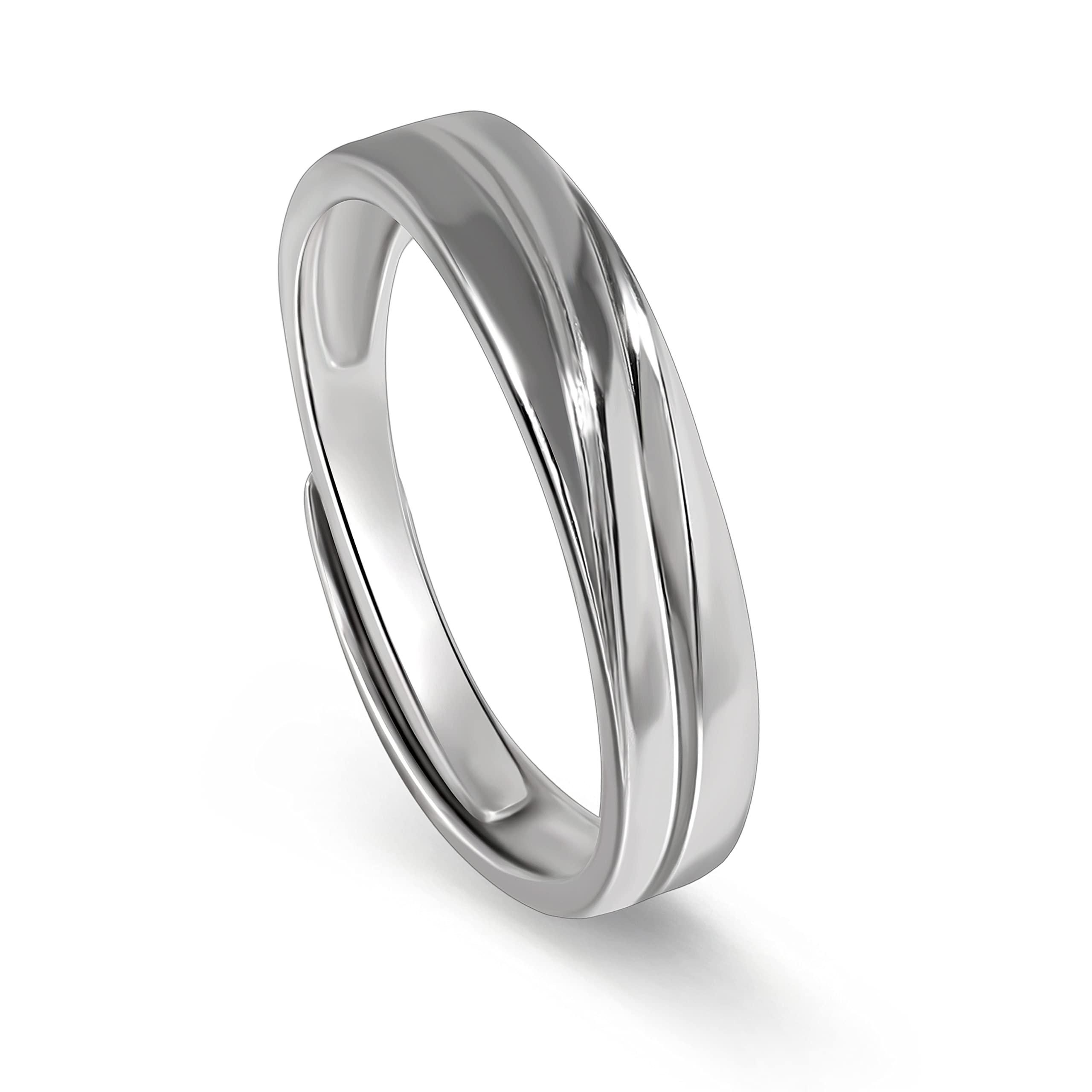 Meissa Bagues de couple entrelacées pour hommes et femmes Bagues de mariage en argent 925 Taille ajustable Bague d'anniversaire Bague de promesse